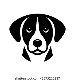 Black dog head icon silhouette vector illustration, on white background