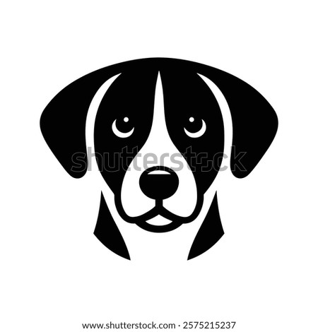 Black dog head icon silhouette vector illustration, on white background