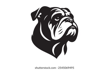 Black dog head silhouette on white background, dog head vector