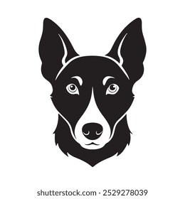 Black dog head silhouette vector illustration with white backgrounds