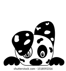 Black dog head vector illustration. Pet baby collection card. Pocket style design.