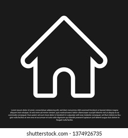 Black Dog house icon isolated on black background. Dog kennel. Vector Illustration