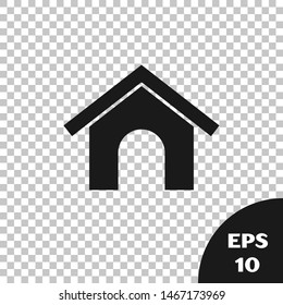 Black Dog house icon isolated on transparent background. Dog kennel.  Vector Illustration