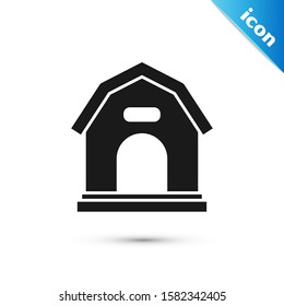 Black Dog house icon isolated on white background. Dog kennel.  Vector Illustration