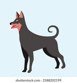 A black dog is howling with its mouth open?