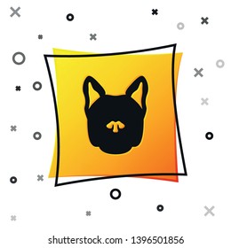 Black Dog icon isolated on white background. Yellow square button. Vector Illustration