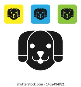 Black Dog icon isolated on white background. Set icons colorful square buttons. Vector Illustration