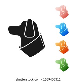 Black Dog icon isolated on white background. Set icons colorful. Vector Illustration