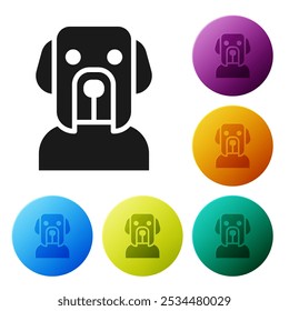 Black Dog icon isolated on white background. Set icons in color circle buttons. Vector