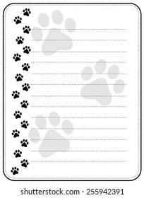 Black Dog Paw Print Border / Frame With Lines