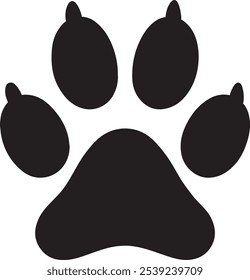 Black Dog Paw Print Icon Vector Illustration Great for Pet and Animal Projects.
