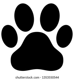 Black dog paw print silhouette isolated vector illustration