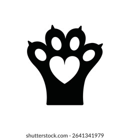 Black Dog Paw Print Silhouette Vector Illustration	