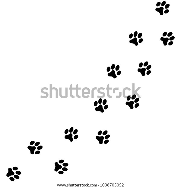 白い背景に黒い犬の手の跡 ベクターイラスト のベクター画像素材 ロイヤリティフリー 1038705052