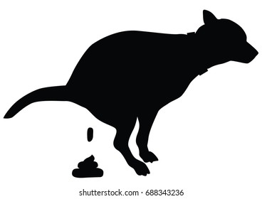 Black dog pooping vector icon
