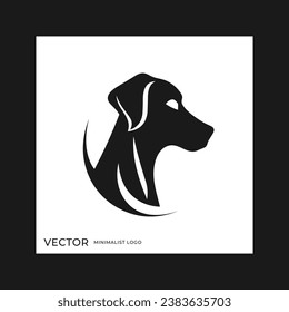 A black dog silhouette head logo design, negative space, clean minimalist
