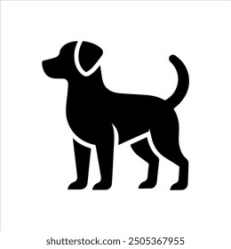 Diseño de Ilustración vectorial de icono de silueta de perro negro sobre fondo blanco.