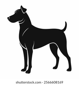 Black dog silhouette isolated on white background. Side view dog logo icon template. Vector illustration.