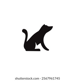 black dog silhouette on white background, dog logo, dog icon, pet vector, paws design animals, animals logo, cats symbol, doggy design, doggy vector, veterinary icons, animals vector for business.