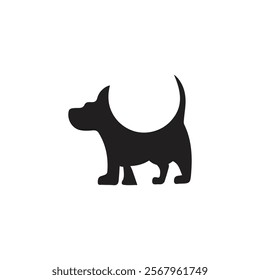 black dog silhouette on white background, dog logo, dog icon, pet vector, paws design animals, animals logo, cats symbol, doggy design, doggy vector, veterinary icons, animals vector for business.