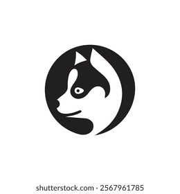 black dog silhouette on white background, dog logo, dog icon, pet vector, paws design animals, animals logo, cats symbol, doggy design, doggy vector, veterinary icons, animals vector for business.