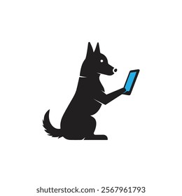 black dog silhouette on white background, dog logo, dog icon, pet vector, paws design animals, animals logo, cats symbol, doggy design, doggy vector, veterinary icons, animals vector for business.