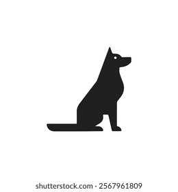 black dog silhouette on white background, dog logo, dog icon, pet vector, paws design animals, animals logo, cats symbol, doggy design, doggy vector, veterinary icons, animals vector for business.