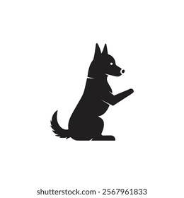 black dog silhouette on white background, dog logo, dog icon, pet vector, paws design animals, animals logo, cats symbol, doggy design, doggy vector, veterinary icons, animals vector for business.