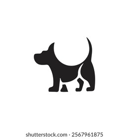 black dog silhouette on white background, dog logo, dog icon, pet vector, paws design animals, animals logo, cats symbol, doggy design, doggy vector, veterinary icons, animals vector for business.