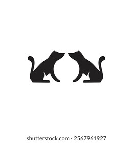 black dog silhouette on white background, dog logo, dog icon, pet vector, paws design animals, animals logo, cats symbol, doggy design, doggy vector, veterinary icons, animals vector for business.