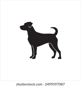A black dog silhouette vector illustration on white background