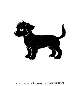 Silueta negra del perro, Ilustración vectorial del perro, silueta de la cabeza del perro en el fondo blanco.