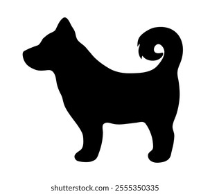 Black dog silhouette. Vector illustration of dachshund or akita inu .Animal icon