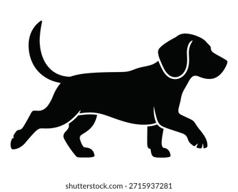 Silueta de perro negro Ilustración vectorial para caminar: Vista lateral de raza de perro