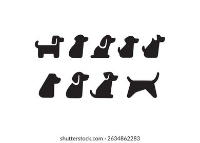 Black dog silhouette in a white background