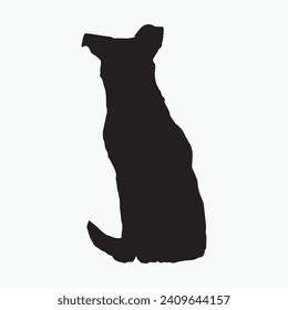 Vector de silueta de silo de perro negro sobre fondo blanco