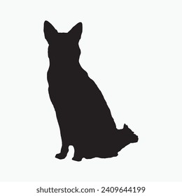 Vector de silueta de silo de perro negro sobre fondo blanco