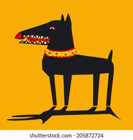 Black dog , vector illustration