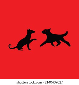 Schwarzer Hund, Vektorlogo-Vorlage 