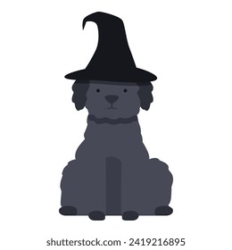 Black dog witch icon cartoon vector. Kitty stick. Card pets fun