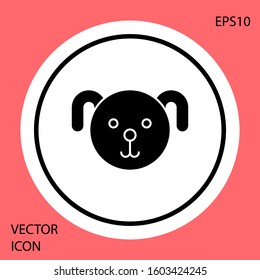 Black Dog zodiac sign icon isolated on red background. Astrological horoscope collection. White circle button. Vector Illustration