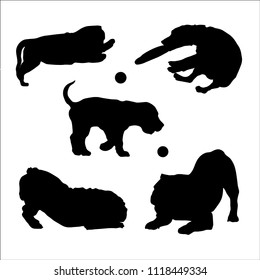 black dogs playing silhouette. vector 