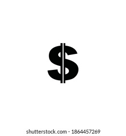 Black Dollar icon vector on a white background