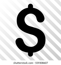 Black Dollar interface toolbar pictogram. Vector pictogram style is a flat symbol on diagonally hatched transparent background.