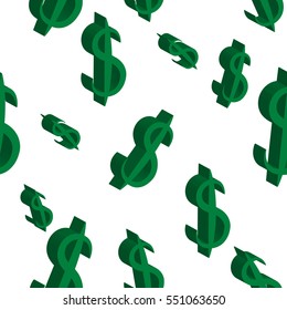 Black dollar money different sizes. Seamless pattern. Vector illustration