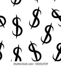 Black dollar money same sizes. Seamless pattern. Vector