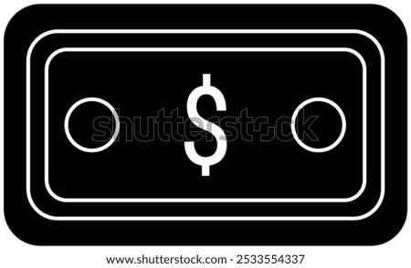 Black dollar note icon currency finance illustration 