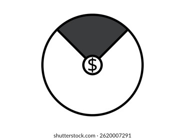 Black dollar portion chart icon