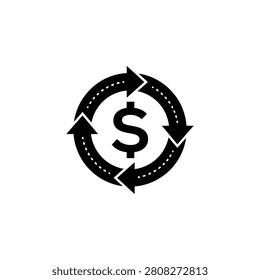 Black dollar sign with circular arrows