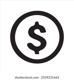 Black Dollar Sign Icon Enclosed In Circle For Financial Designs